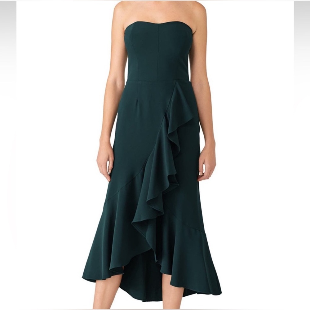 Amanda Uprichard Dark Green Strapless High-low Dress